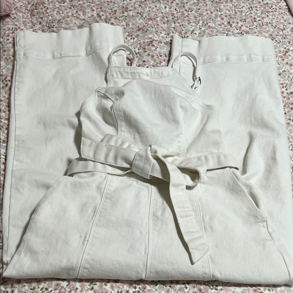Hollister Women's White Denim Overalls